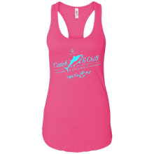 CATCH FISH & CHILL VINTAGE TUNA TEAL LADIES RACERBACK TANK