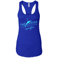 CATCH FISH & CHILL VINTAGE TUNA TEAL LADIES RACERBACK TANK