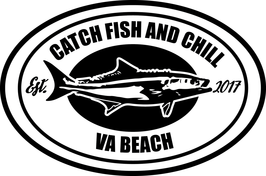 CATCH FISH & CHILL VA BEACH COBIA TRANSFER STICKER