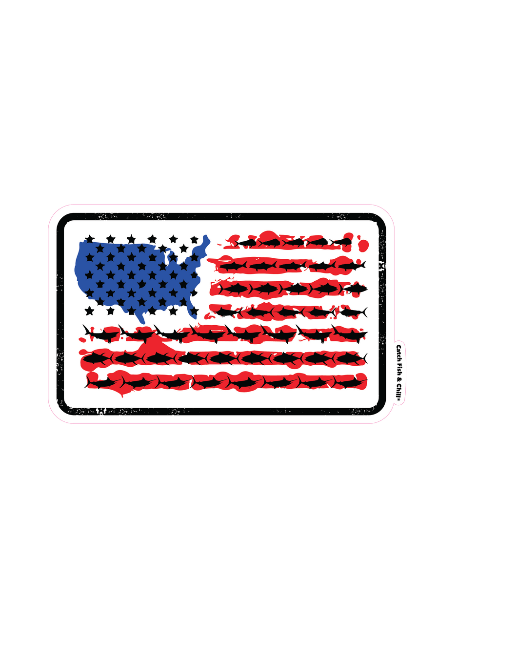 CATCH FISH & CHILL USA FLAG STICKER