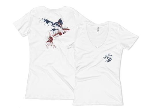 CATCH FISH & CHILL WOMEN'S USA MARLIN V TEE
