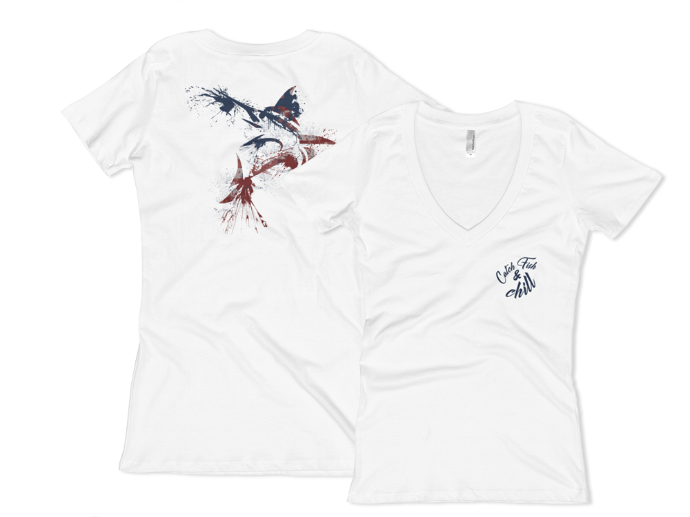 CATCH FISH & CHILL WOMEN'S USA MARLIN V TEE