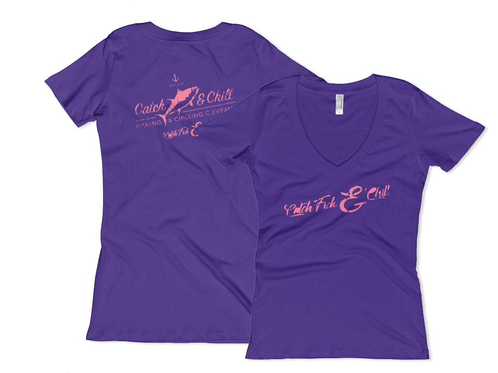 CATCH FISH & CHILL WOMEN'S VINTAGE V TEE