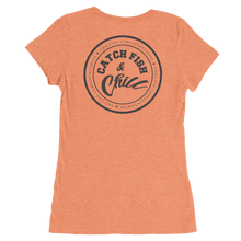 CATCH FISH & CHILL WOMENS BLACK LOGO TRI-BLEND TEE