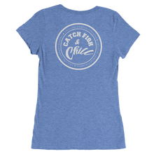 CATCH FISH & CHILL WOMENS WHITE LOGO TRI-BLEND TEE