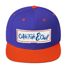 CATCH FISH & CHILL BOX LOGO BLUE FLAT BILL WOOL SNAP BACK