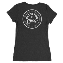CATCH FISH & CHILL WOMENS WHITE LOGO TRI-BLEND TEE