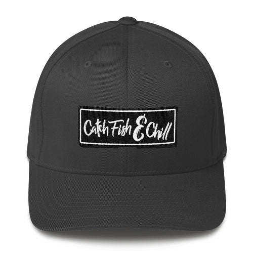 CATCH FISH & CHILL BOX LOGO BLACK FLEX FIT