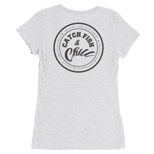 CATCH FISH & CHILL WOMENS BLACK LOGO TRI-BLEND TEE