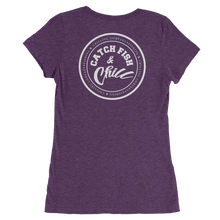 CATCH FISH & CHILL WOMENS WHITE LOGO TRI-BLEND TEE
