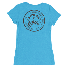 CATCH FISH & CHILL WOMENS BLACK LOGO TRI-BLEND TEE