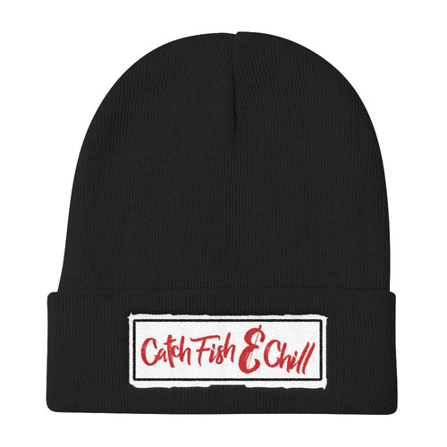 CATCH FISH & CHILL BOX LOGO RED BEANIE