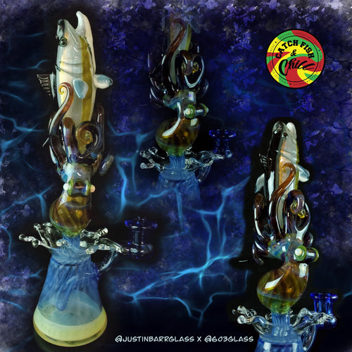 603 X JustinBarrGlass Collab Tuna Vs. Octo 14mm Dab Rig